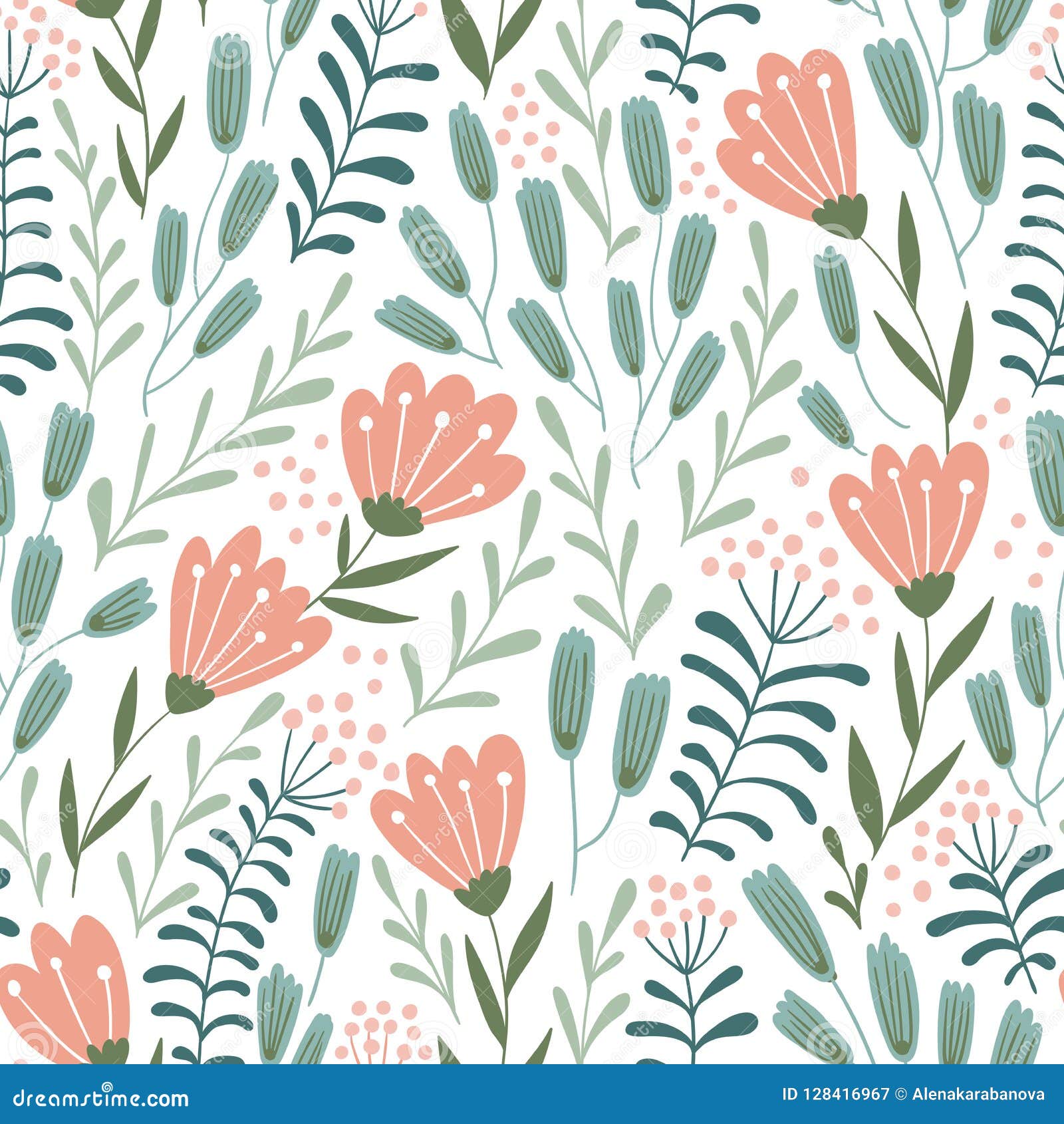 seamless floral  with hand-drawn wild flowers. repeated pattern  .